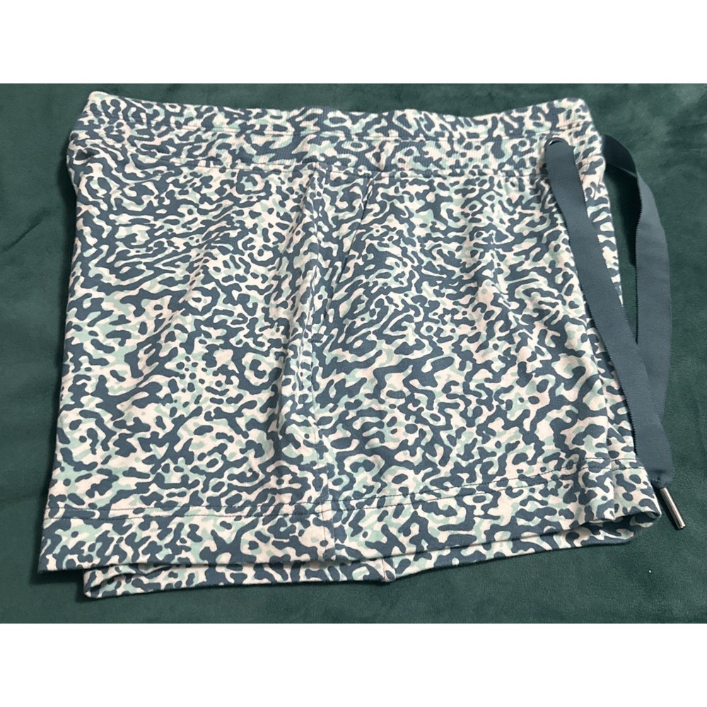 Athleta Size Small Balance 4" Shortie Shorts Leopard Aqua Blue Athleisure - Picture 15 of 15